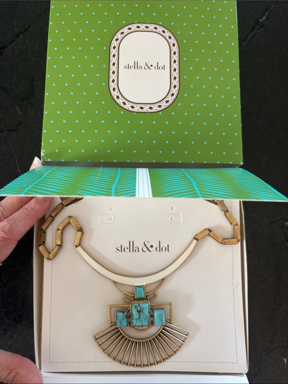 Stella & Dot Gold-Tone Necklace with Turquoise Accents